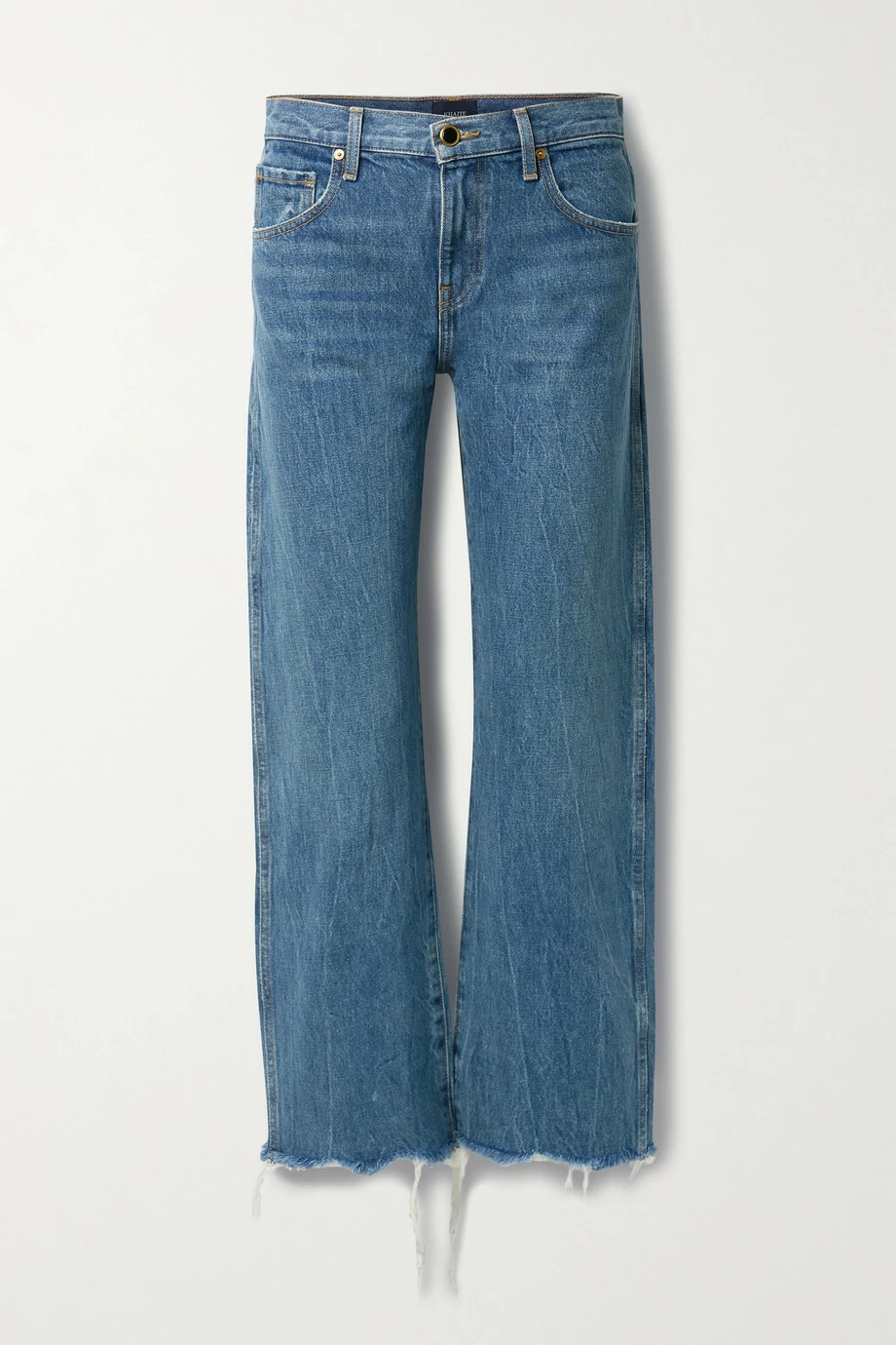 New ✔️ KHAITE Kerrie Frayed Mid-rise Straight-leg Jeans 😀 3 New ✔️ KHAITE Kerrie Frayed Mid-rise Straight-leg Jeans 😀