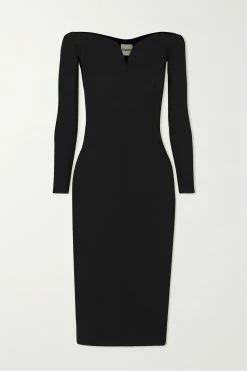 Coupon 👏 KHAITE Valeska Off-the-shoulder Knitted Midi Dress 🎁