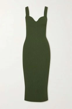 Buy ⌛ KHAITE Jayne Open-back Ribbed-knit Midi Dress 💯