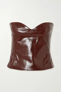 Cheapest ⭐ KHAITE Prim Strapless Patent-leather Bustier Top ❤️