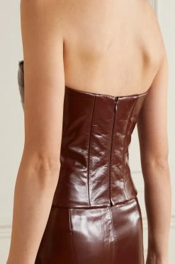Cheapest ⭐ KHAITE Prim Strapless Patent-leather Bustier Top ❤️ -Khaite Store w920 q60 984